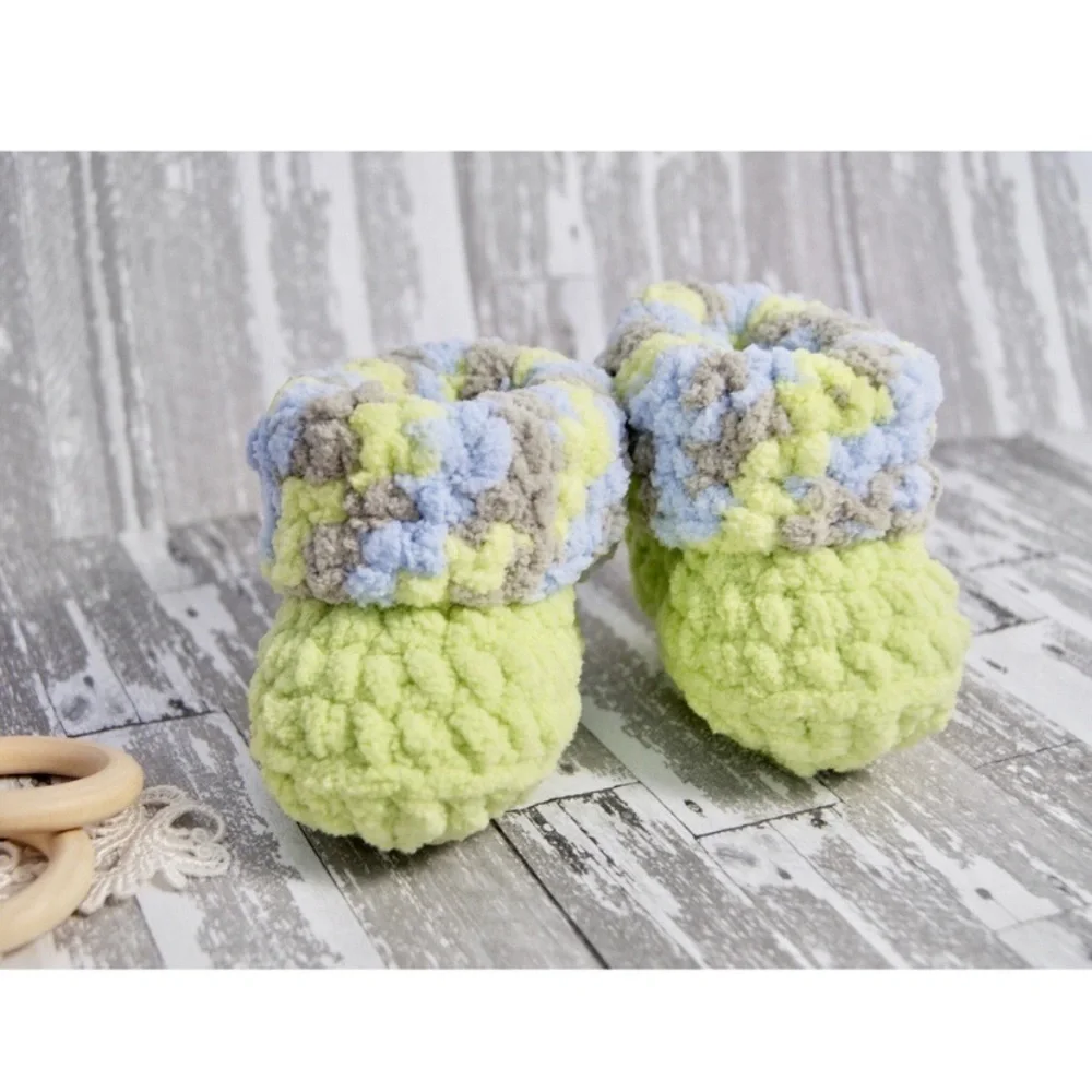 Handmade Crochet Baby Booties Green